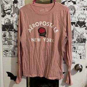 Aeropostale long sleeve embroidered rose shirt